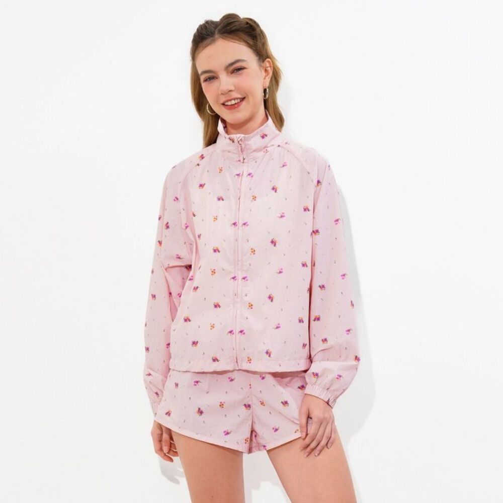 Women's Zip Track Jacket - Wild Fable Pink Floral XS